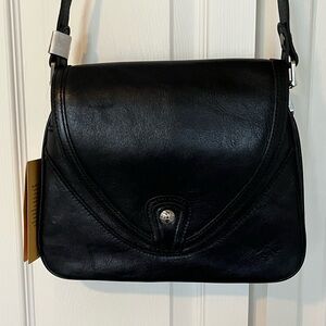 Patricia Nash Sleek Black Leather Crossbody Bag